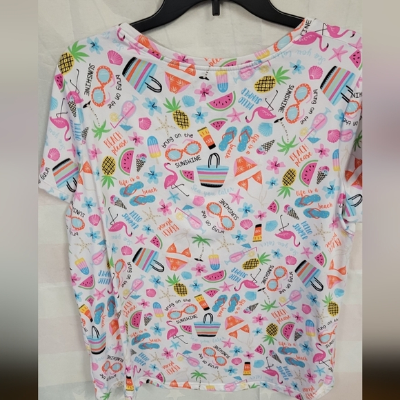Secret Treasure Large (12-14) PJ Top Short Sleeve Life is a Beach See You Later - Picture 4 of 4